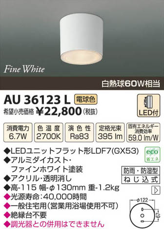 �������߾��� KOIZUMI LED�ɱ��ɼ���������� AU36123L ���β���