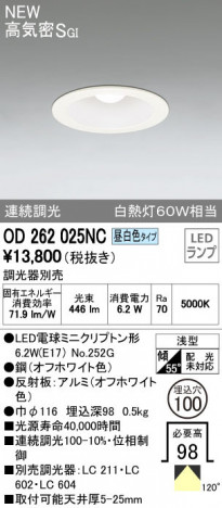 ODELIC �����ǥ�å� ������饤�� OD262025NC �ᥤ��̿�