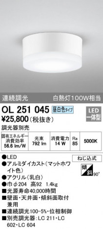 ODELIC �����ǥ�å� ����������󥰥饤�� OL251045 �ᥤ��̿�