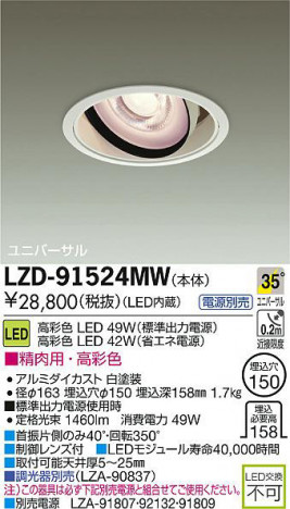DAIKO ����ŵ� LED������饤�� LZD-91524MW ���ʼ̿�
