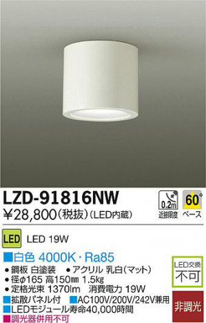 DAIKO ����ŵ� LED������󥰥�����饤�� LZD-91816NW ���ʼ̿�