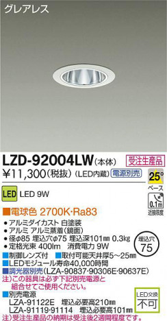 DAIKO ����ŵ� LED������饤�� LZD-92004LW ���ʼ̿�