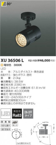 �������߾��� KOIZUMI LED�����ȥɥ����ݥåȥ饤�� XU36506L ���β���