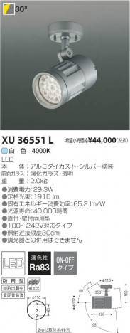 �������߾��� KOIZUMI LED�����ȥɥ����ݥåȥ饤�� XU36551L ���β���