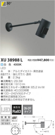 �������߾��� KOIZUMI LED�����ȥɥ������ॹ�ݥåȥ饤�� XU38988L ���β���