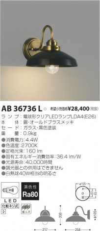 �������߾��� KOIZUMI LED�֥饱�å� AB36736L ���β���