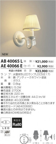�������߾��� KOIZUMI LED�֥饱�å� AB40065L ���β���