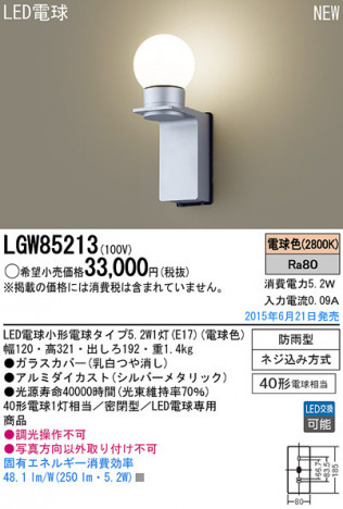 Panasonic LED �������ƥꥢ�������ȥɥ� LGW85213 �ᥤ��̿�