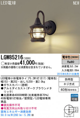 Panasonic LED �������ƥꥢ�������ȥɥ� LGW85216 �ᥤ��̿�