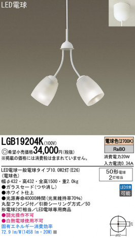 Panasonic LED �����ǥꥢ LGB19204K �ᥤ��̿�