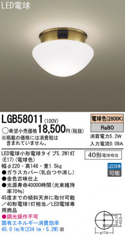 Panasonic LED ������󥰥饤�� LGB58011 �ᥤ��̿�