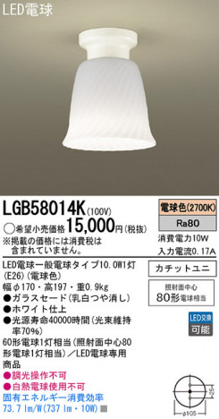 Panasonic LED ������󥰥饤�� LGB58014K �ᥤ��̿�