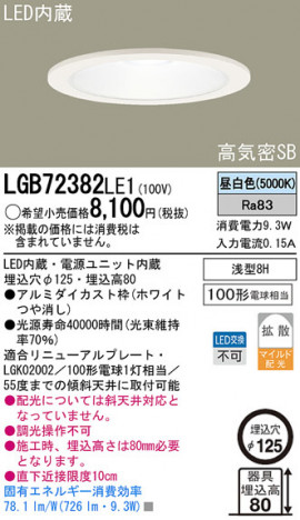 Panasonic LED ������饤�� LGB72382LE1 �ᥤ��̿�