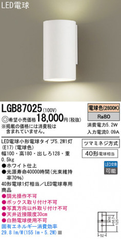 Panasonic LED ֥饱å LGB87025 ᥤ̿