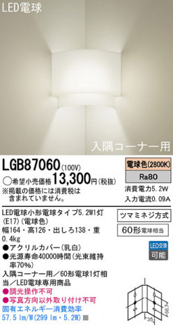 Panasonic LED �֥饱�å� LGB87060 �ᥤ��̿�