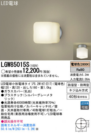 Panasonic LED �Х��롼��饤�� LGW85015S �ᥤ��̿�