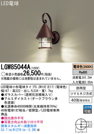 Panasonic LED �������ƥꥢ�������ȥɥ� LGW85044A �ᥤ��̿�