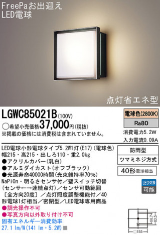 Panasonic LED �������ƥꥢ�������ȥɥ� LGWC85021B �ᥤ��̿�