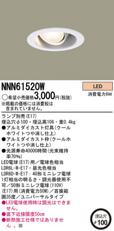 Panasonic LED ������饤�� NNN61520W �ᥤ��̿�