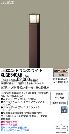 Panasonic LED �������ƥꥢ�������ȥɥ� XLGE540AH �ᥤ��̿�