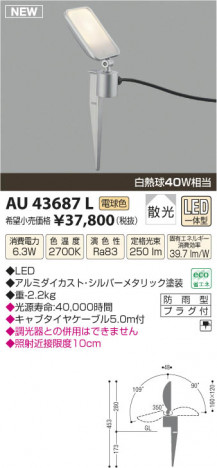 �������߾��� KOIZUMI �����ȥɥ����ѥ������ݥå� LED AU43687L ���β���