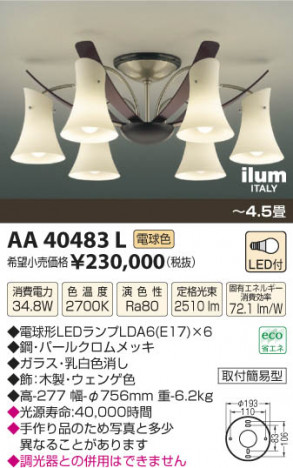 �������߾��� KOIZUMI ����ॷ���ǥꥢ LED AA40483L ���β���