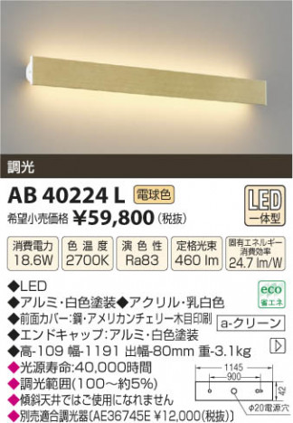 �������߾��� KOIZUMI �֥饱�å� LED AB40224L ���β���