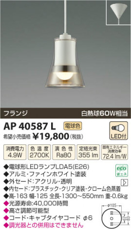 �������߾��� KOIZUMI �ڥ����� LED AP40587L ���β���