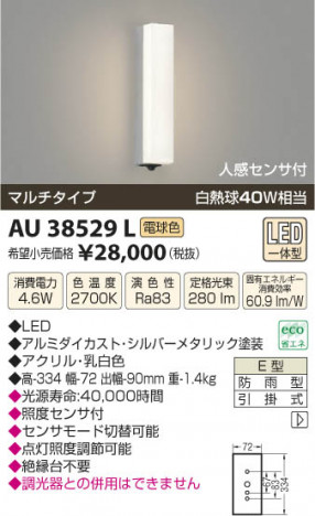 �������߾��� KOIZUMI �ɱ����֥饱�å� LED AU38529L ���β���