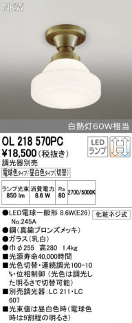 ODELIC �����ǥ�å� ����������󥰥饤�� OL218570PC ñ�ʲ���