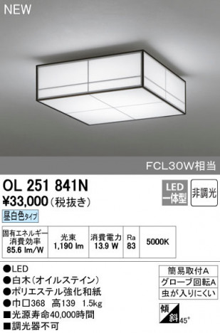 ODELIC �����ǥ�å� ����������󥰥饤�� OL251841N ñ�ʲ���