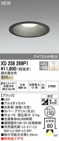 ODELIC �����ǥ�å� ������饤�� XD258269P1 ñ�ʲ���