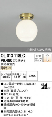 ODELIC ǥå 󥰥饤 OL013118LC ñʲ