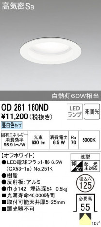 ODELIC �����ǥ�å� ������饤�� OD261160ND ñ�ʲ���