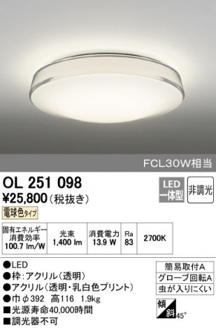 ODELIC �����ǥ�å� ����������󥰥饤�� OL251098 ñ�ʲ���