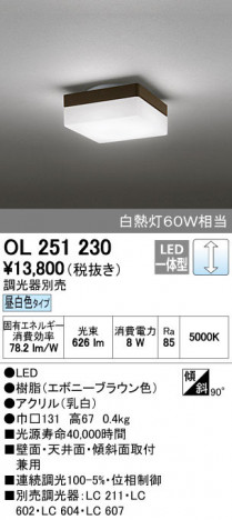 ODELIC �����ǥ�å� ����������󥰥饤�� OL251230 ñ�ʲ���