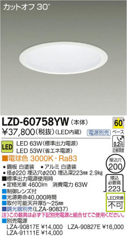 ���ʼ̿���DAIKO ����ŵ� LED������饤�� LZD-60758YW