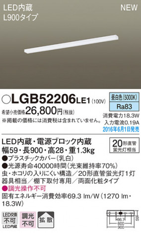 PANASONIC �ѥʥ��˥å� ���å���饤�� LGB52206LE1 �ᥤ��̿�