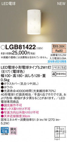 PANASONIC �ѥʥ��˥å� �֥饱�å� LGB81422 �ᥤ��̿�