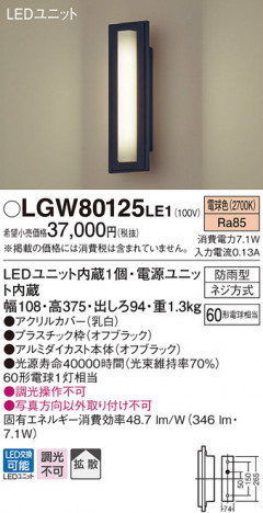 Panasonic LED �������ƥꥢ�������ȥɥ� LGW80125LE1 �ᥤ��̿�