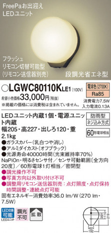 Panasonic LED �������ƥꥢ�������ȥɥ� LGWC80110KLE1 �ᥤ��̿�