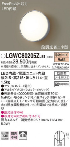 Panasonic LED �������ƥꥢ�������ȥɥ� LGWC80205ZLE1 �ᥤ��̿�