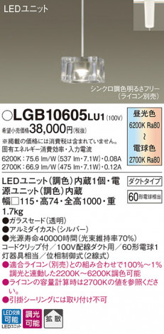 Panasonic LED �ڥ����ȥ饤�� LGB10605LU1 �ᥤ��̿�