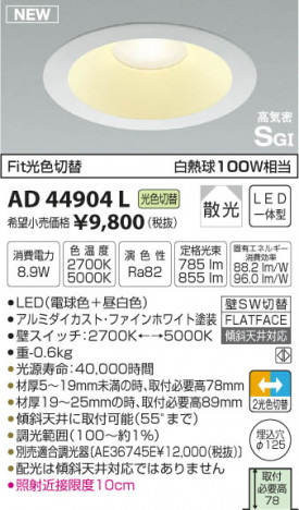 �������߾��� KOIZUMI �ⵤ̩������饤�� LED���ŵ忧�����򿧡� AD44904L �ᥤ��̿�