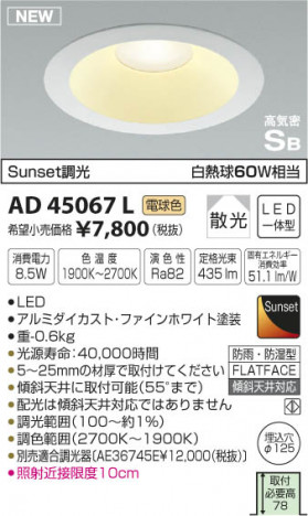 �������߾��� KOIZUMI �ⵤ̩������饤�� LED���ŵ忧�� AD45067L �ᥤ��̿�