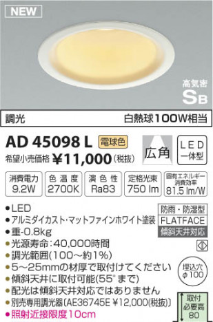 �������߾��� KOIZUMI �ⵤ̩������饤�� LED���ŵ忧�� AD45098L �ᥤ��̿�