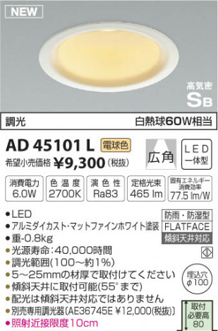 �������߾��� KOIZUMI �ⵤ̩������饤�� LED���ŵ忧�� AD45101L �ᥤ��̿�