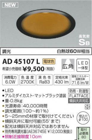 �������߾��� KOIZUMI �ⵤ̩������饤�� LED���ŵ忧�� AD45107L �ᥤ��̿�