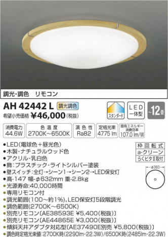 �������߾��� KOIZUMI ������� LED���ŵ忧��������� AH42442L �ᥤ��̿�