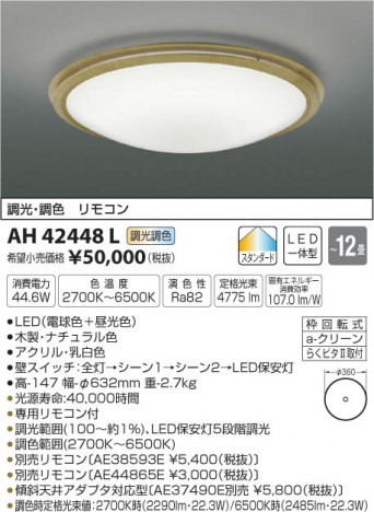 �������߾��� KOIZUMI ������� LED���ŵ忧��������� AH42448L �ᥤ��̿�